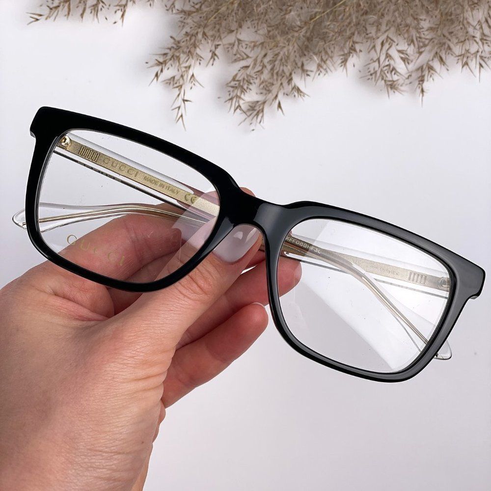 Gucci GG0560O 005 Eyeglasses Black Gold Crystal Women